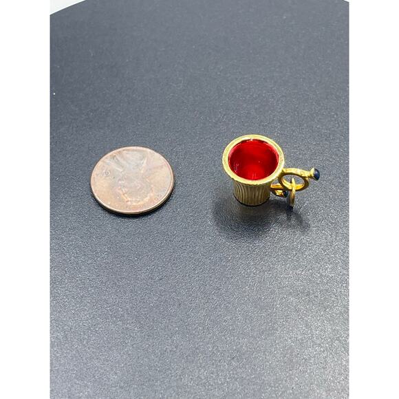 Joan Rivers Vintage Collectible Red Gold Enamel Mug Coffee Cup Jewelry Charm - Picture 9 of 9